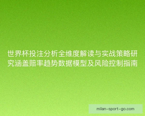 世界杯投注分析全维度解读与实战策略研究涵盖赔率趋势数据模型及风险控制指南